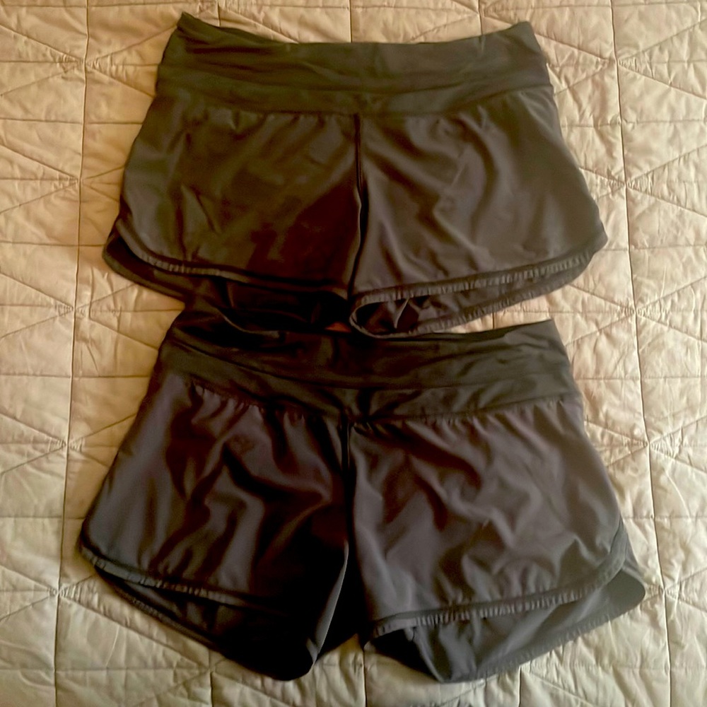 Size 6 black lululemon shorts; 2 pairs!